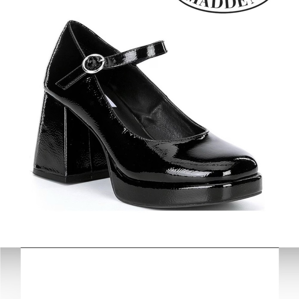 Steve Madden Black Patent Leather Mary Jane Heels Platforms